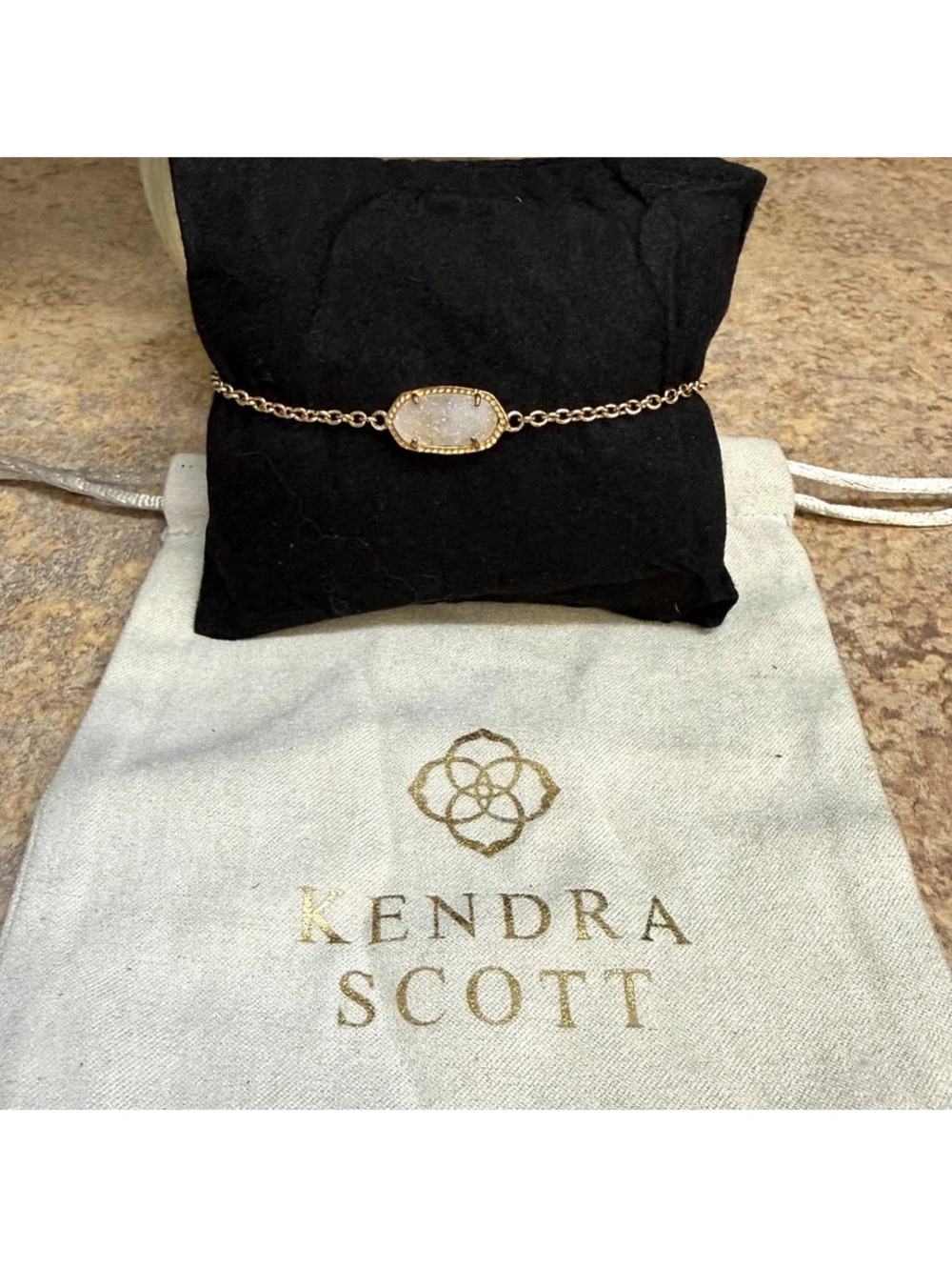 Kendra Scott Elisa Elaina Gold Adjustable Chain Bracelet in Iridescent Drusy